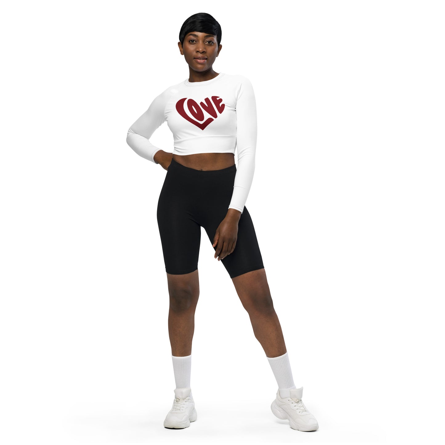 Recycled long-sleeve crop top "LOVE"